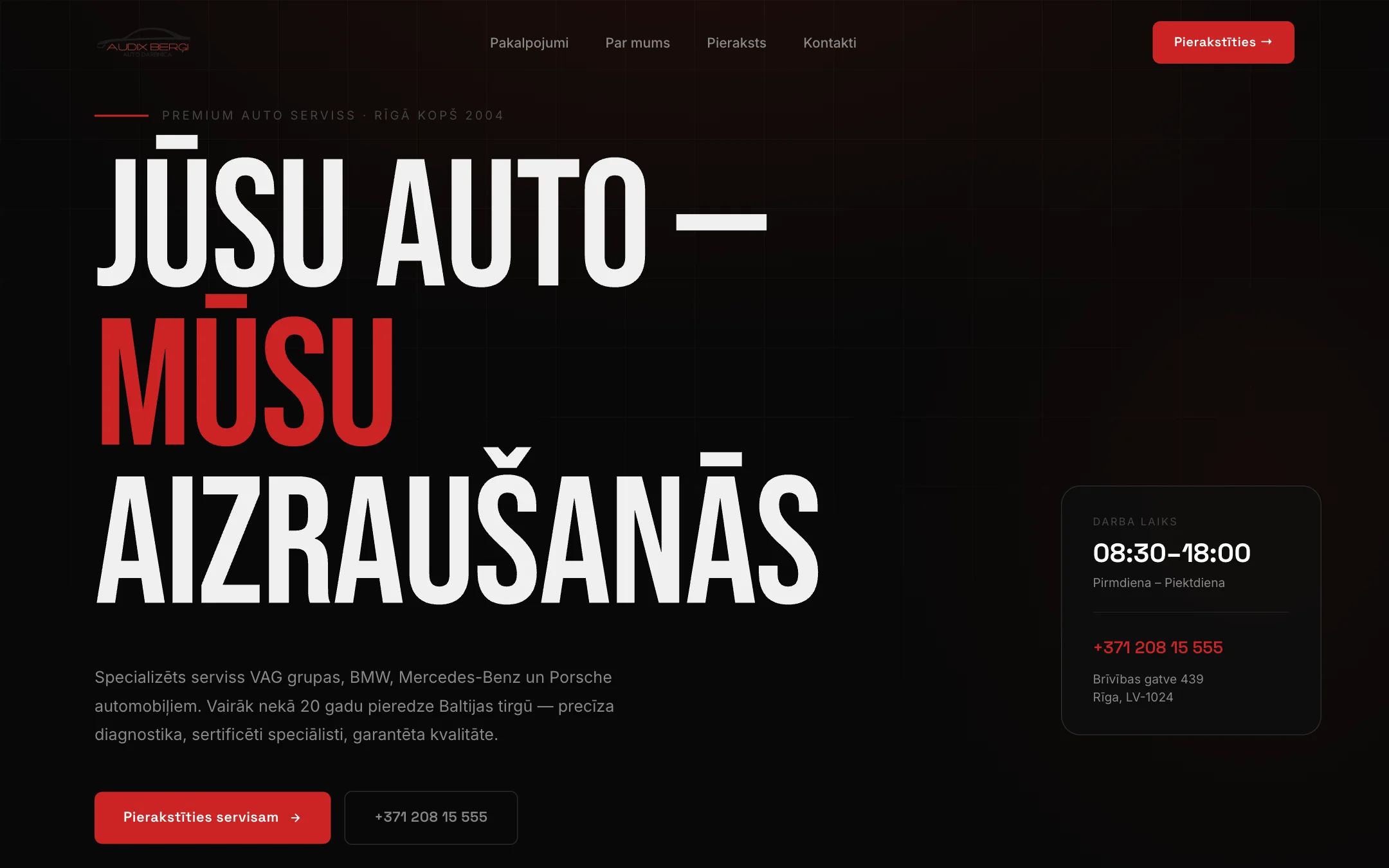 Audix Berģi — auto service, screenshot